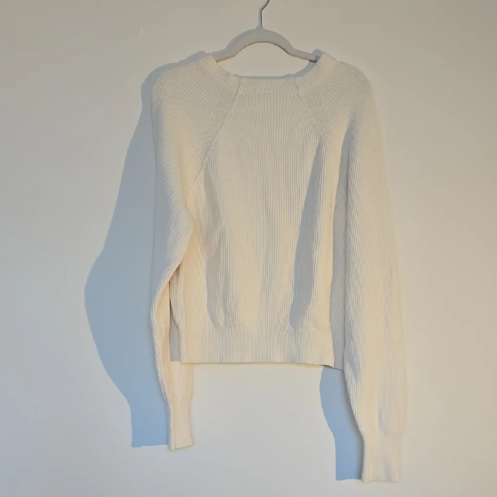 Free People Creamy White Ribbed Sweater, Normcore Minimalost Large